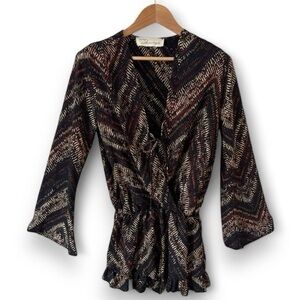 Vintage Havana Long Sleeve V-Neck Short Jumper Flowy Bell Sleeves Size Small